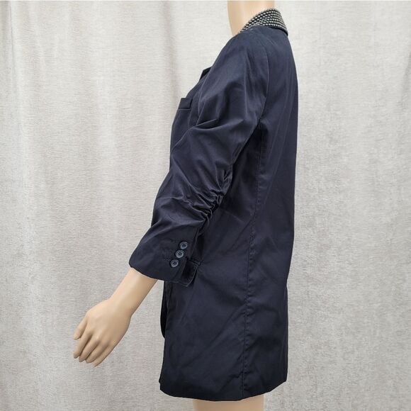 Express Black Cotton Blazer with Studded Lapel - Picture 4 of 8